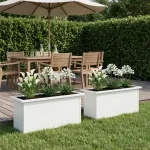 Sodo vazonas su LED 2 vnt. Balta 30 x 80 x 30 cm Plienas