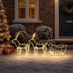 &Scaron;iaurės elnių ir rogučių kalėdinė dekoracija LOVIISA 240 LED