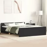 Lovos rėmas su galvūgaliu ir kojūgaliu, juodas, 140x200cm