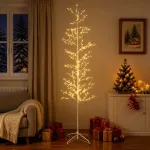 Mikro beržo Kalėdų eglutė Balta 47 x 210 cm Plienas 567 LED