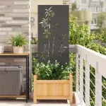 Sodo privatumo ekranas Gėlių Juoda 50 x 140 cm