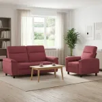 Sofos komplektas 2 pcs Vyno raudona Audinys