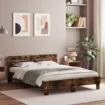 Lovos rėmas su galvūgaliu ir LED, dūminio ąžuolo, 150x200cm