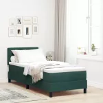 LED Čiužinio Lova su čiužiniu Tamsiai žalia 80 x 200 cm Aksomas