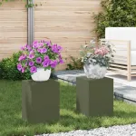 Augalų stovas 2 pcs Alyvuogių žalia 24 x 24 x 35 cm Plienas