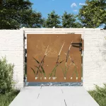Sodo vartai, 85x75 cm, Corten plienas, žolės ra&scaron;tas