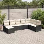 Sodo Sofų Rinkinys su pagalve 8 pcs Juoda Poli ratanas