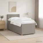 Spyruoklinė lova su čiužiniu Taupe 80 x 200 cm Audinys