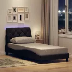 Lovos rėmas su LED be čiužinio, tamsiai rudas, 90x200 cm