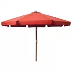 Lauko skėtis nuo saulės su mediniu stulpu, terakota, 330cm