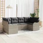 Sodo Sofų Rinkinys 6 pcs &Scaron;viesiai pilka Poli ratanas