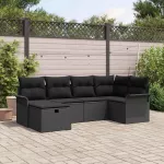 Sodo Sofų Rinkinys su pagalve su saugykla 6 pcs Poli ratanas