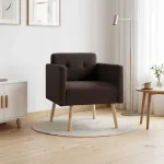 Akcentinis fotelis Tamsiai rudas Audinys
