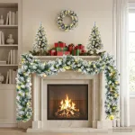 Mini kalėdinių eglučių rinkinys 60 cm 125 LED &Scaron;ilta balta PVC