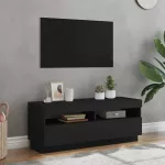 Televizoriaus spintelė su LED ap&scaron;vietimu, juoda, 100x35x40cm