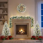 Mini kalėdinių eglučių rinkinys 90 cm 175 LED &Scaron;ilta balta PVC