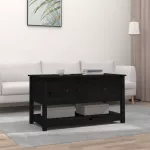 Kavos staliukas, juodas, 102x49x55cm, pu&scaron;ies medienos masyvas