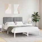 Lovo rėmas su apmu&scaron;tu galvūgaliu &Scaron;viesiai pilka 150 x 200 cm
