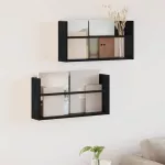 Žurnalų stovas su lentyna 2 pcs Juodas ąžuolas 60 x 12 x 30 cm