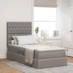 LED saugojimo lova su čiužiniu Taupe 100 x 200 cm Audinys