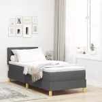 LED Čiužinio Lova su pagalve Tamsiai pilka 80 x 200 cm audinys
