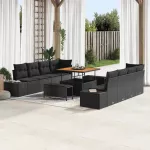 Sodo Sofų Rinkinys Juoda 100 x 100 x 71 cm Poli ratanas