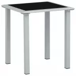 Sodo stalas, juodas/sidabrinis, 41x41x45cm, plienas ir stiklas