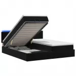 Otmana lova su matracsu ir LED Juoda 200 x 200 cm Aksomas