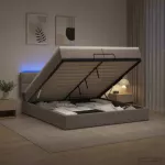 Otmana lova su matracsu ir LED Taupe 200 x 200 cm Audinys