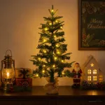 Mini Kalėdų medis 60 cm 25 LED &Scaron;ilta balta PVC ir PE Žalia