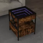 Kavos staliukas su Infinity LED lemputėmis, dūminis, 40x40x51cm