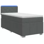 Lova su čiužiniu ir LED ap&scaron;vietimu Tamsiai pilka 90 x 190 cm