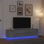 TV spintelė su LED lemputėmis, betono pilka, 193,5x41x50 cm