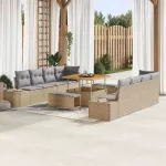 Sodo Sofų Rinkinys Smėlio 100 x 100 x 71 cm Poli ratanas