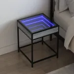 Naktinis staliukas su Infinity LED, pilkas ąžuolo, 40x40x51cm
