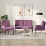 Sofų komplektai 3 pcs Violetinė 115 x 56 x 80 cm fanera
