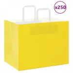 Popieriniai mai&scaron;eliai 250vnt. su rankenomis geltonos 32x22x24cm