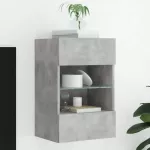 Sieninė TV spintelė su LED lemputėmis, betono, 40x30x60,5cm