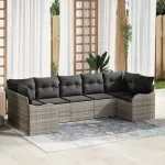Sodo Sofų Rinkinys 7 pcs &Scaron;viesiai pilka Poli ratanas