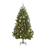 Kalėdų eglutė su &scaron;arnyrinėmis &scaron;akomis/LED/žaisliukais, 270cm