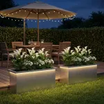 Sodo vazonas su LED 2 vnt. Sidabrinė 30 x 80 x 30 cm
