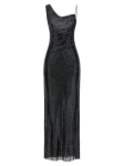 SELF-PORTRAIT juoda moteri&scaron;ka suknelė 'Black Rhinestone Draped Maxi'