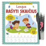 Lengva ra&scaron;yti skaičius. Įspausti grioveliai ra&scaron;yti. I&scaron;nykstančio ra&scaron;alo tu&scaron;inukas su laikikliu + &scaron;irdelės. Daugkartinio naudojimo pratybos 4-6 metų vaikams