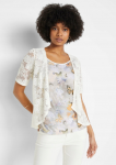 Moteri&scaron;ka palaidinė BPC Collection smėlio spalvos, su nėrinių apdaila