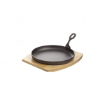 Keptuvė ketaus porcijinis (22 cm) su mediniu padėkliuku