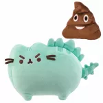 Pusheen Dinozauras Pusheenosaurus &ndash; Didelis Mėtinės Žalios Spalvos Pliu&scaron;inis Kačiukas + Pagalvėlė Dovanų