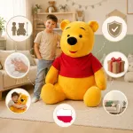 Pliu&scaron;inis Me&scaron;kiukas Pūkuotukas &ndash; Mega Didelis Žaislas Vaikui, Lenki&scaron;ka Gamyba, 125 cm