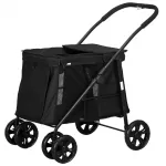 Vežimėlis augintiniams, sulankstomas, iki 20 kg, juodas