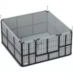 &Scaron;uniukų atsivedimo aptvaras su pagrindu, 600D Oksfordo audiniu, 122 &times; 122 &times; 60 cm, juodas