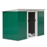 Sodo sandėliukas su stumdomomis durimis, 6,3 m&sup3;, 280 &times; 130 &times; 172 cm, tamsiai žalias